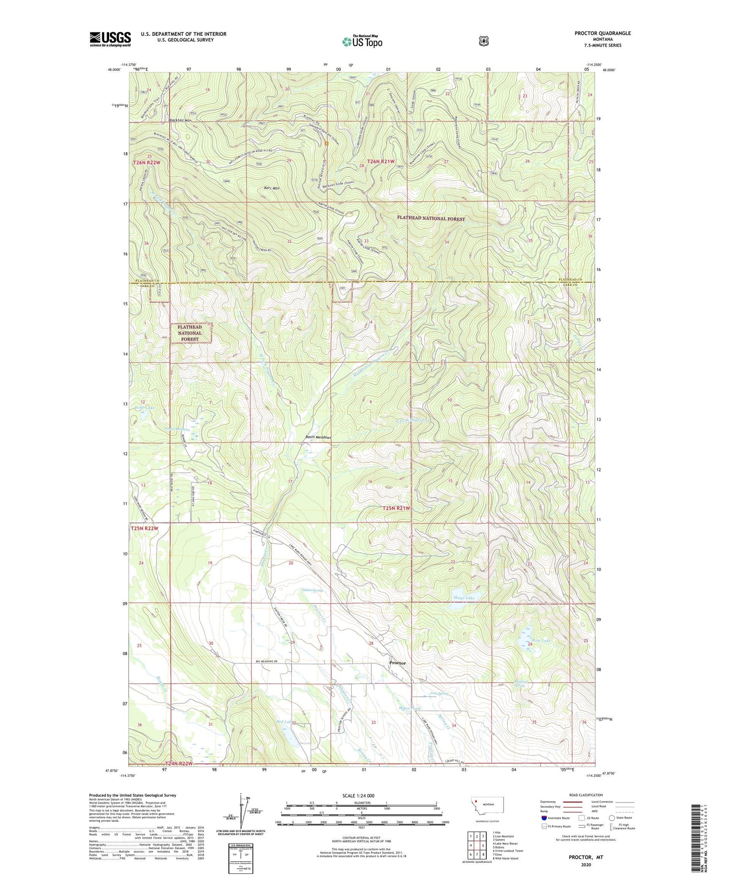 Proctor Montana US Topo Map Image