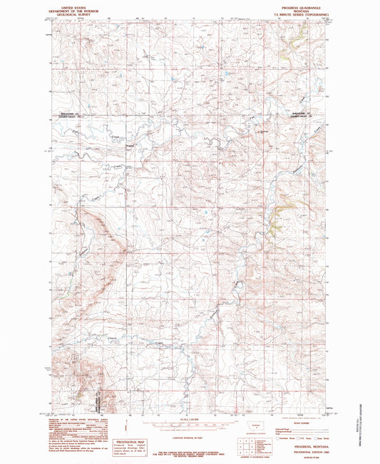Classic USGS Progress Montana 7.5'x7.5' Topo Map Image