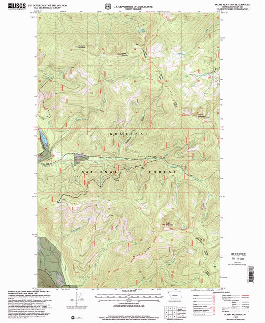 Classic USGS Pulpit Mountain Montana 7.5'x7.5' Topo Map Image