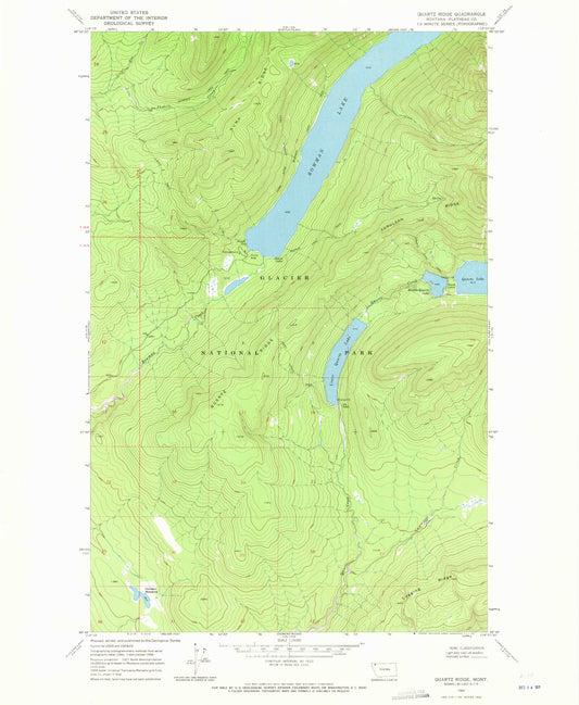 Classic USGS Quartz Ridge Montana 7.5'x7.5' Topo Map Image