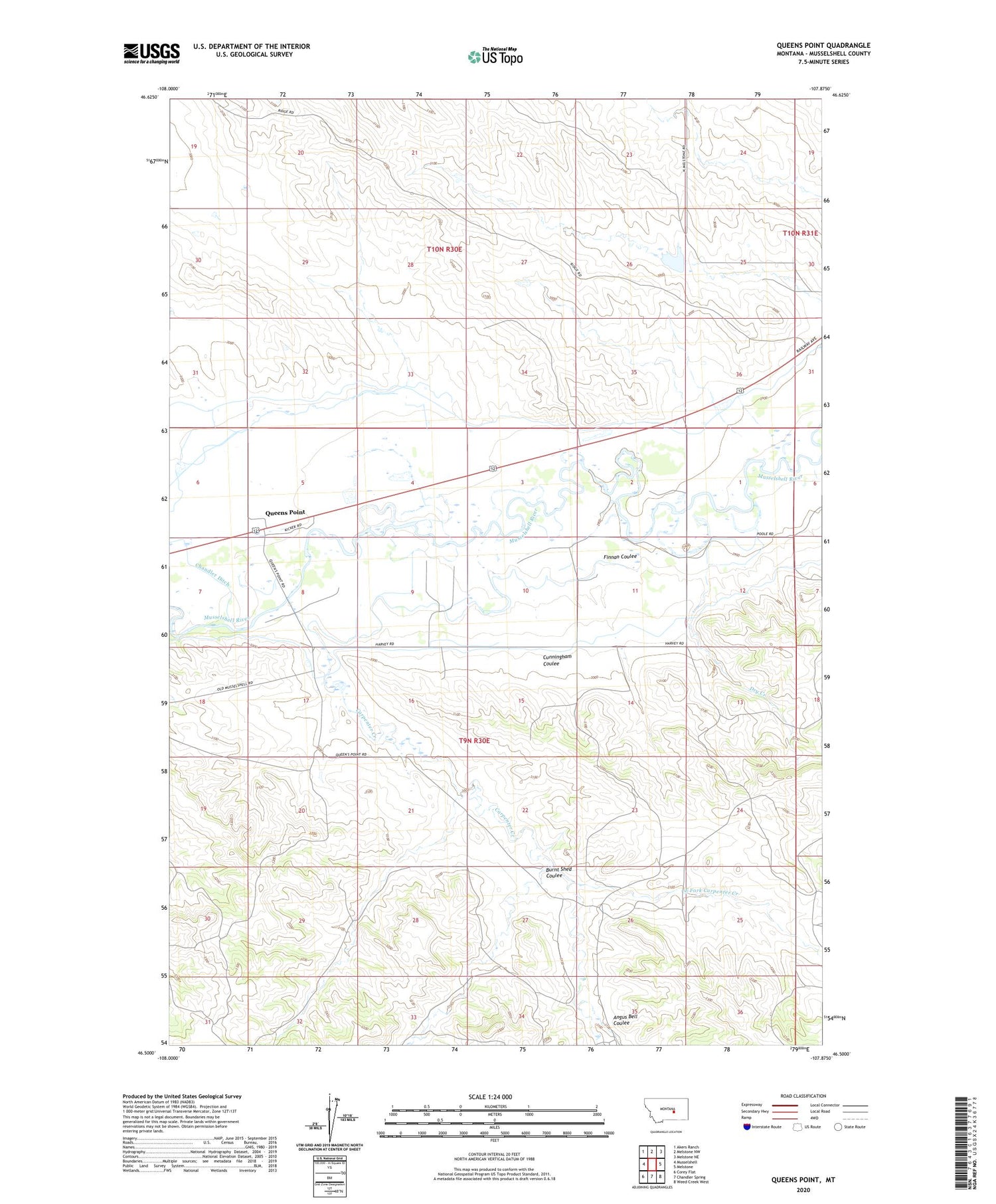 Queens Point Montana US Topo Map Image