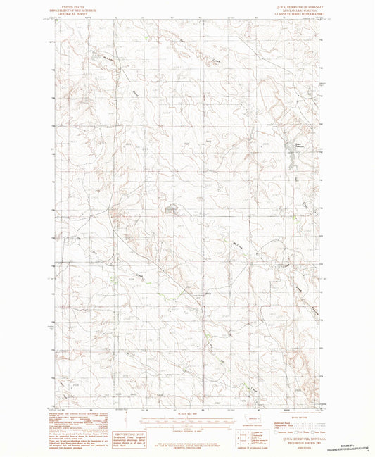 Classic USGS Quick Reservoir Montana 7.5'x7.5' Topo Map Image