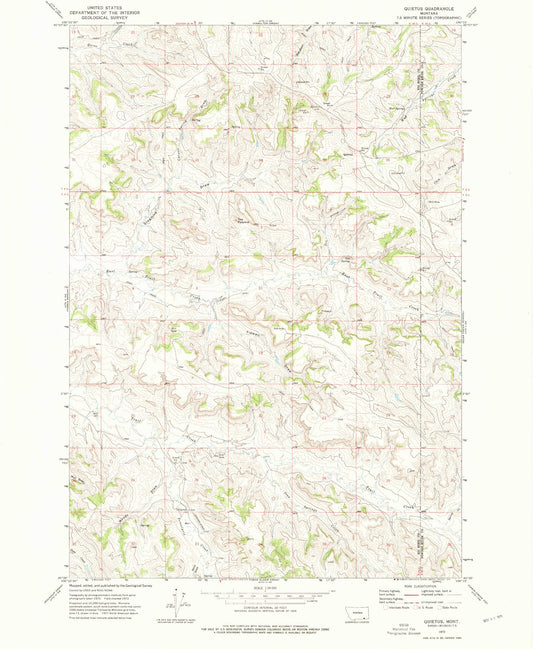 Classic USGS Quietus Montana 7.5'x7.5' Topo Map Image