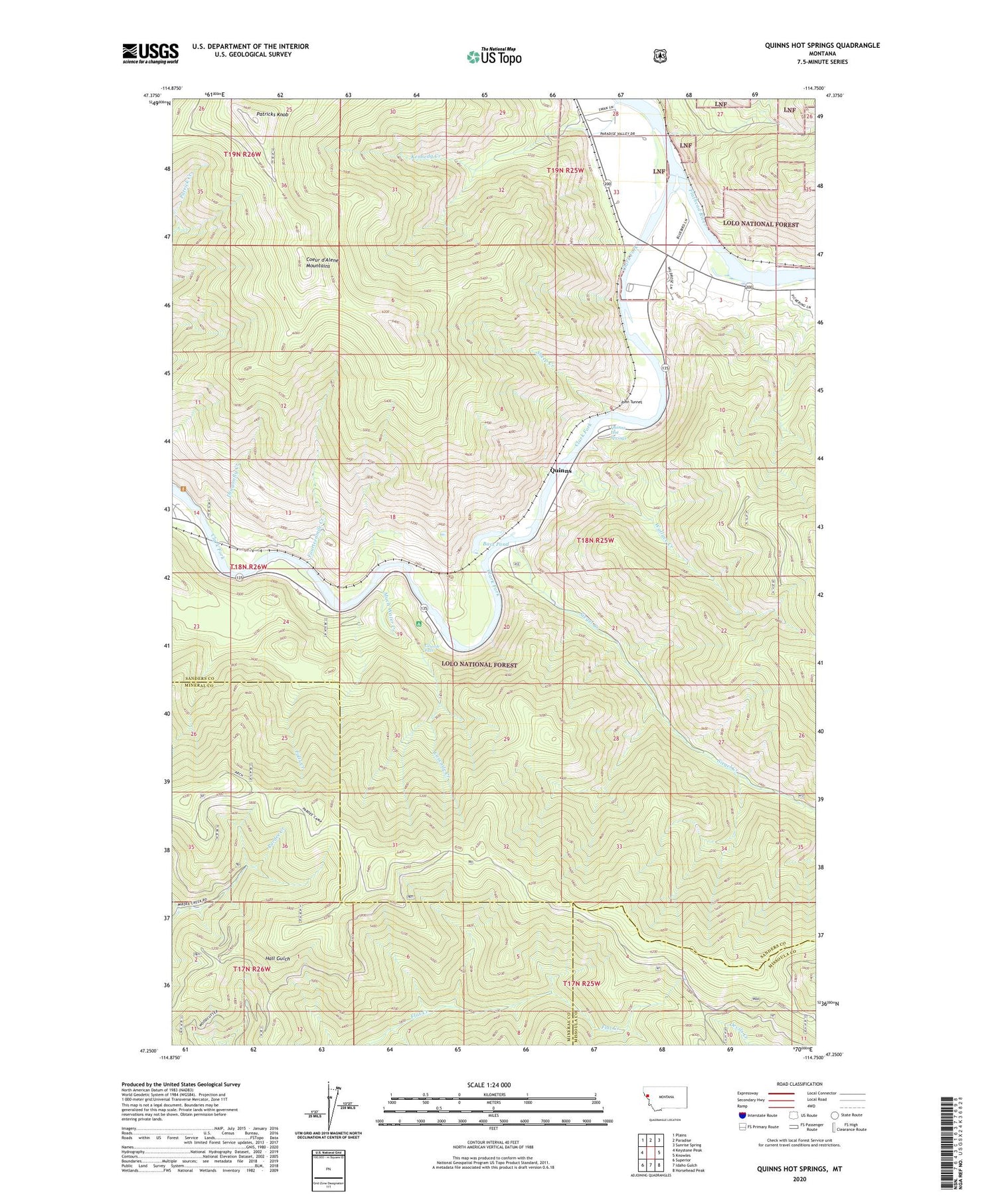 Quinns Hot Springs Montana US Topo Map Image