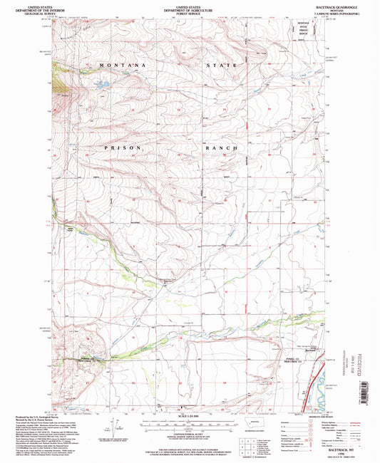 Classic USGS Racetrack Montana 7.5'x7.5' Topo Map Image