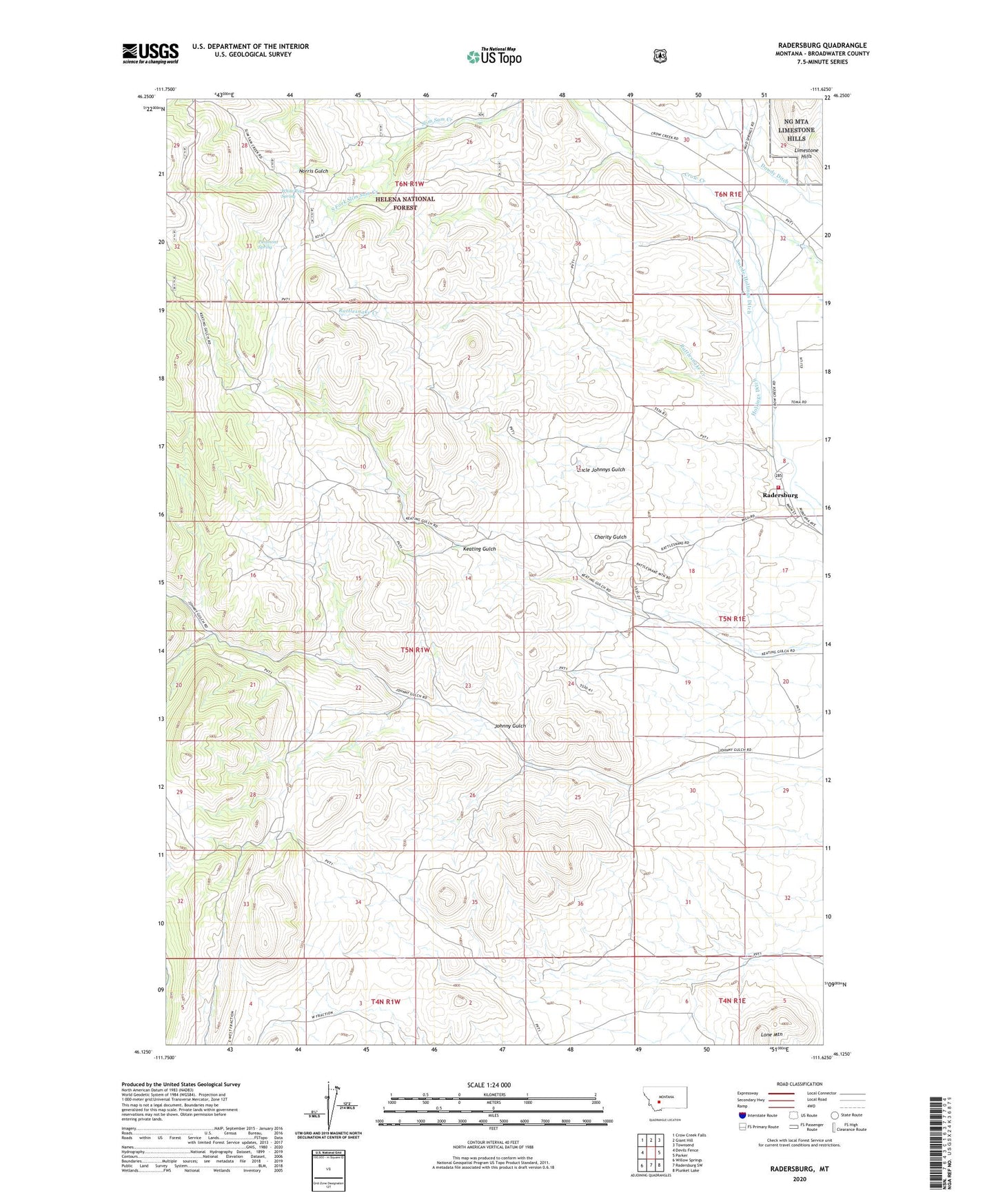 Radersburg Montana US Topo Map Image
