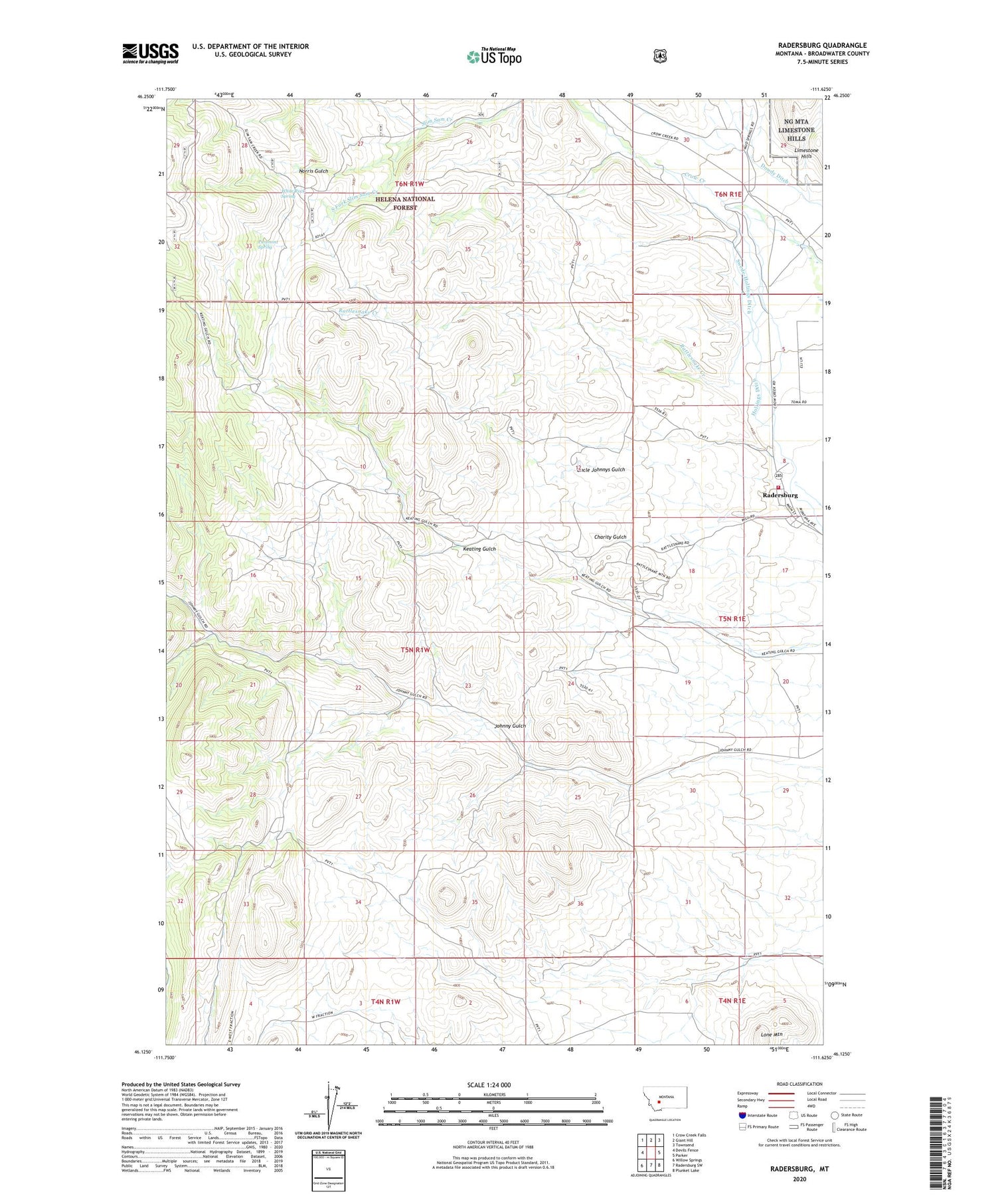 Radersburg Montana US Topo Map Image