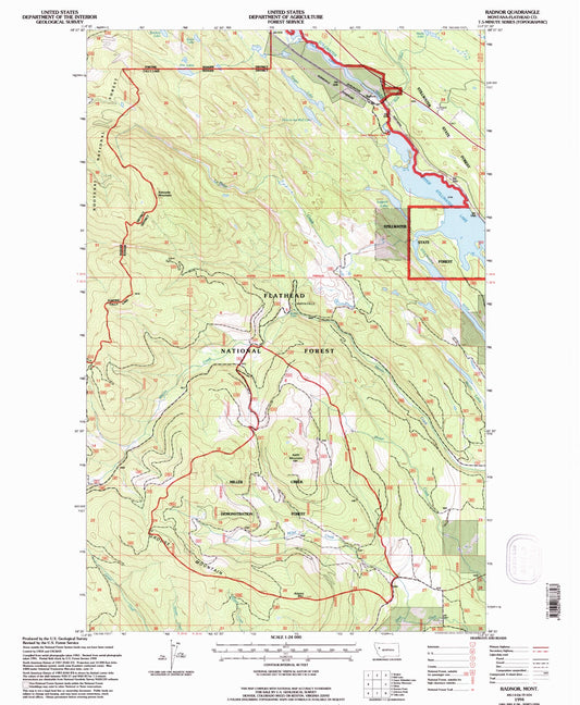 Classic USGS Radnor Montana 7.5'x7.5' Topo Map Image