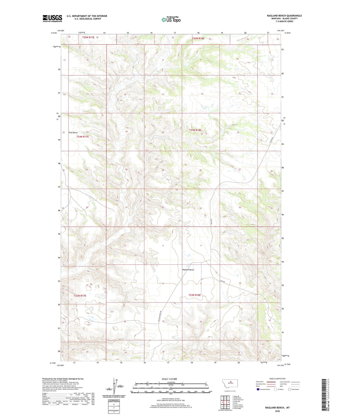 Ragland Bench Montana US Topo Map Image