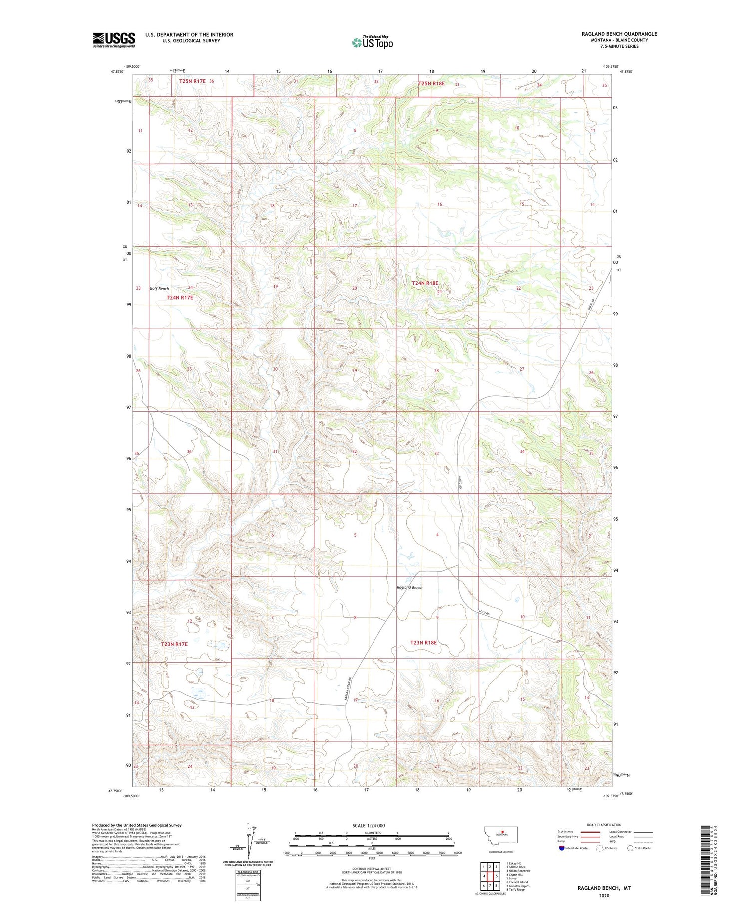 Ragland Bench Montana US Topo Map Image