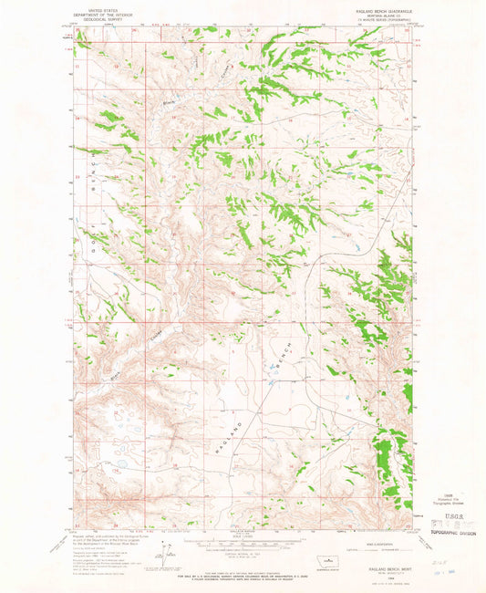 Classic USGS Ragland Bench Montana 7.5'x7.5' Topo Map Image