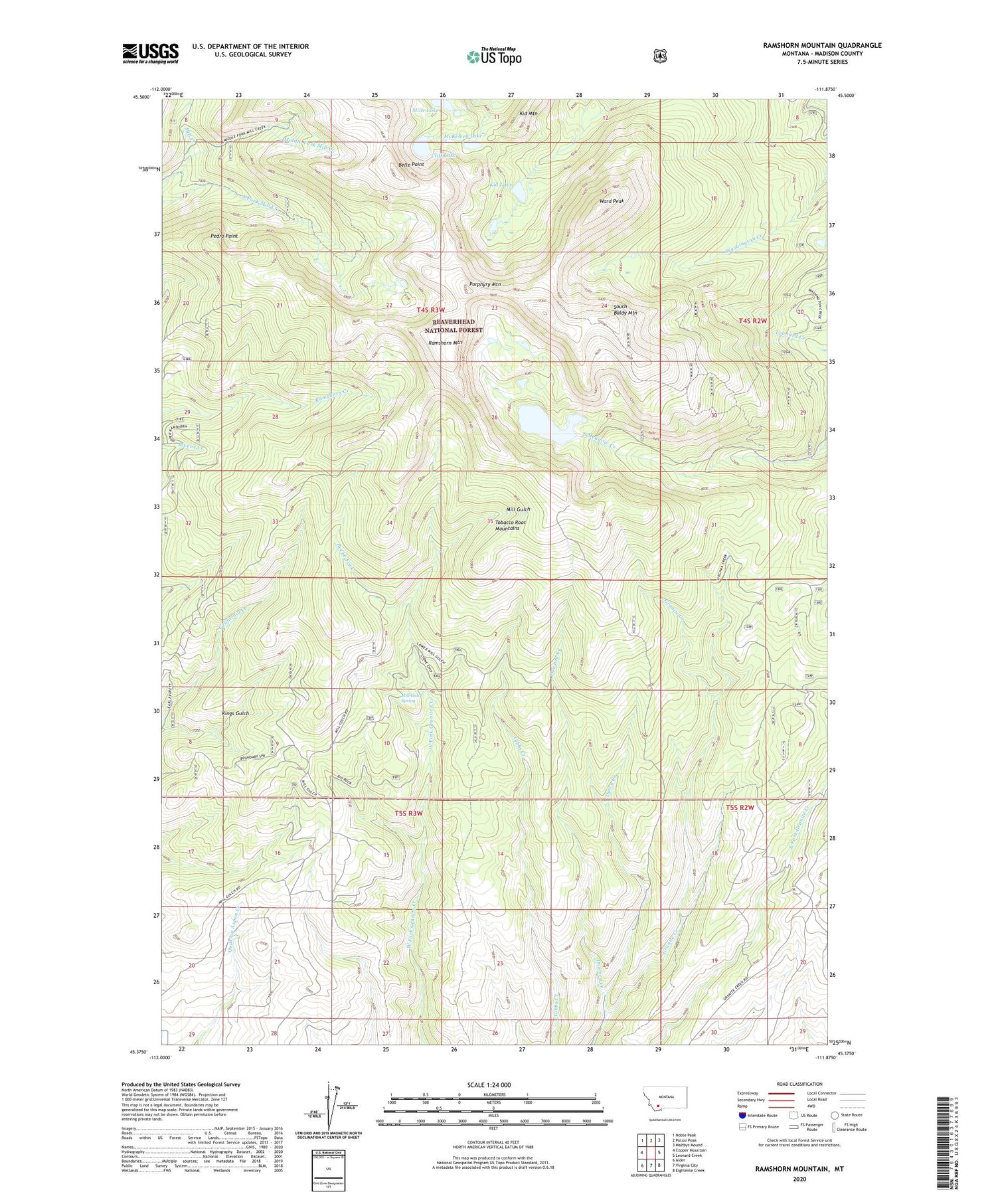 Ramshorn Mountain Montana US Topo Map Image