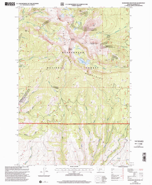 Classic USGS Ramshorn Mountain Montana 7.5'x7.5' Topo Map Image