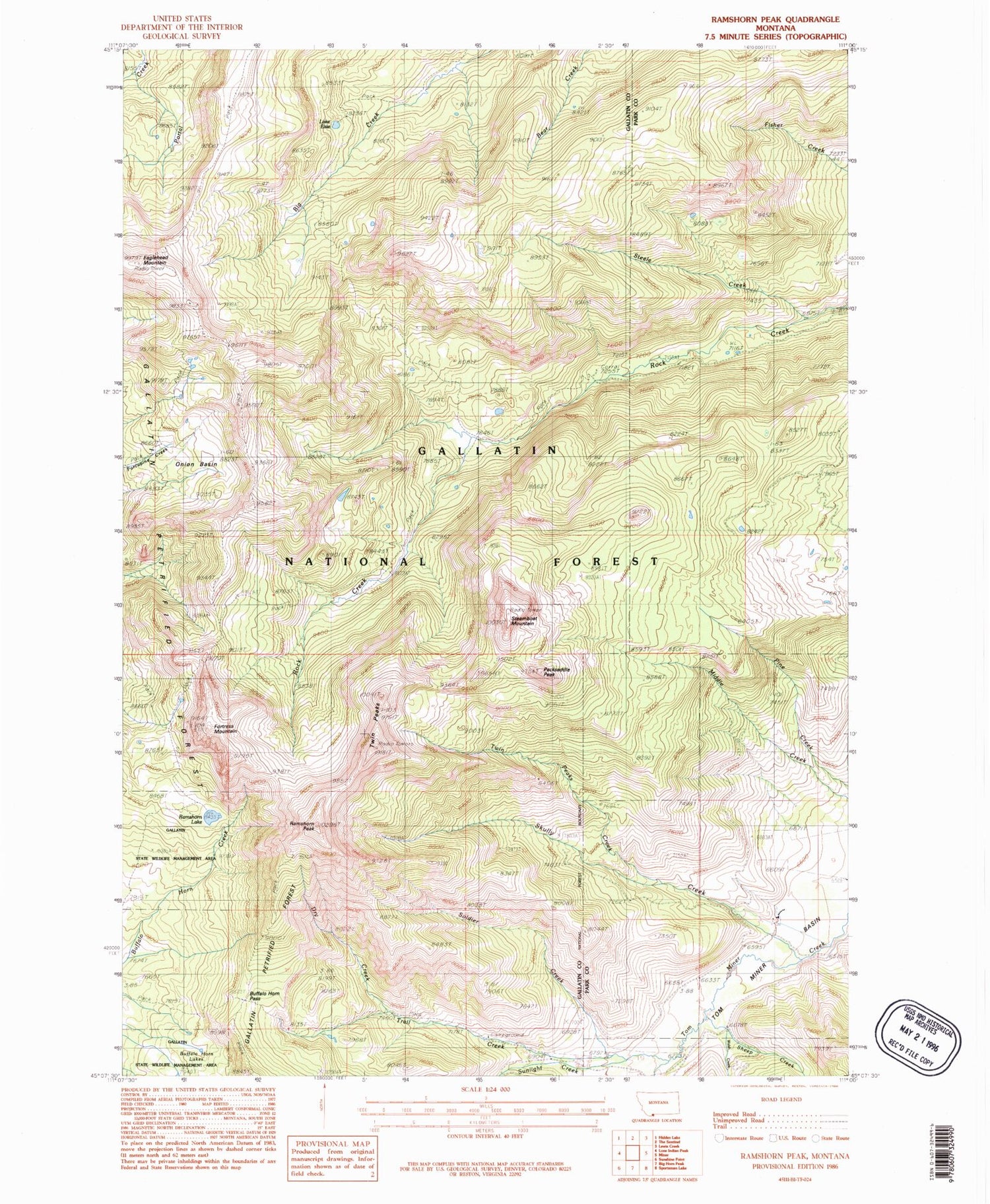 Classic USGS Ramshorn Peak Montana 7.5'x7.5' Topo Map Image