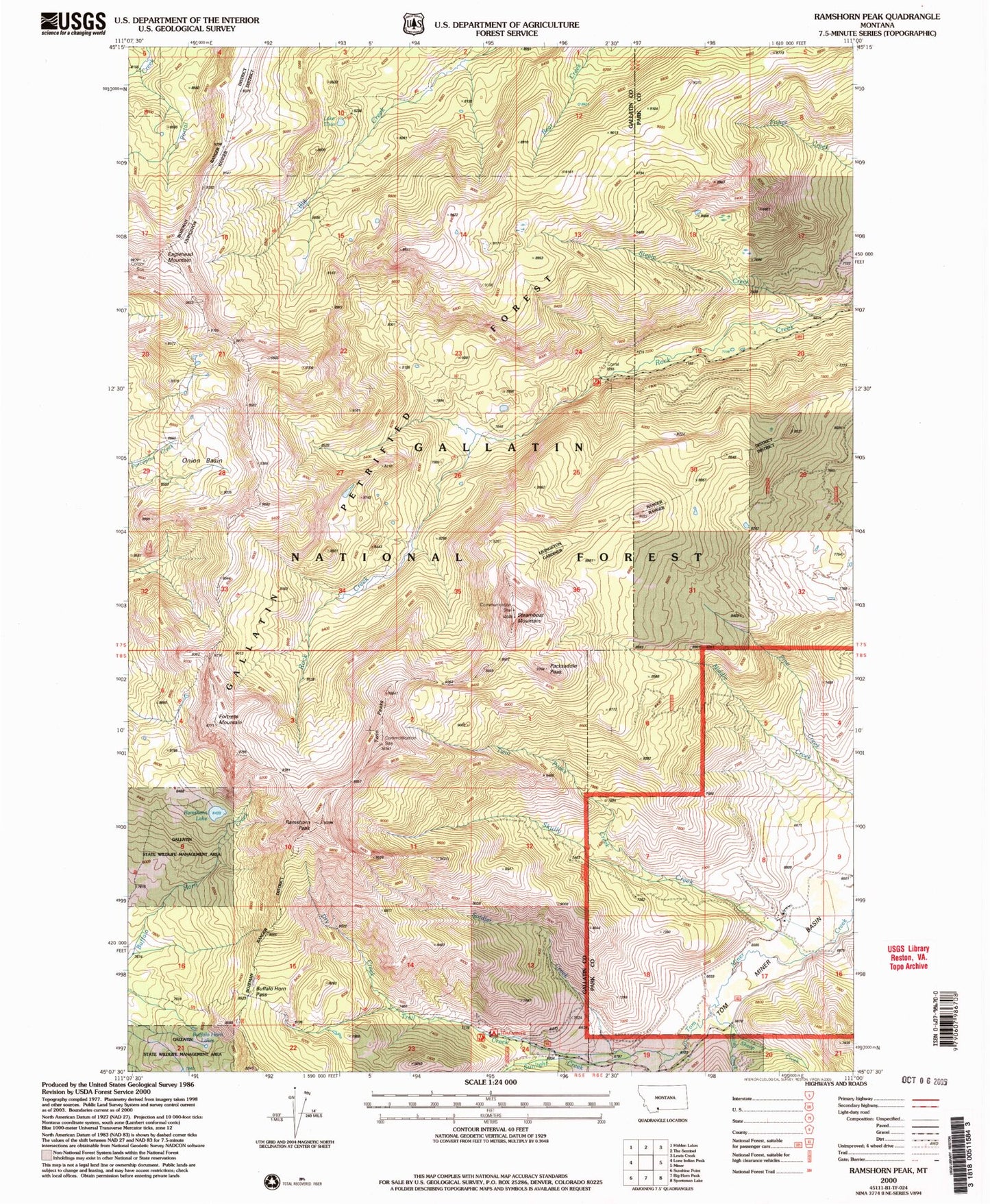 Classic USGS Ramshorn Peak Montana 7.5'x7.5' Topo Map Image