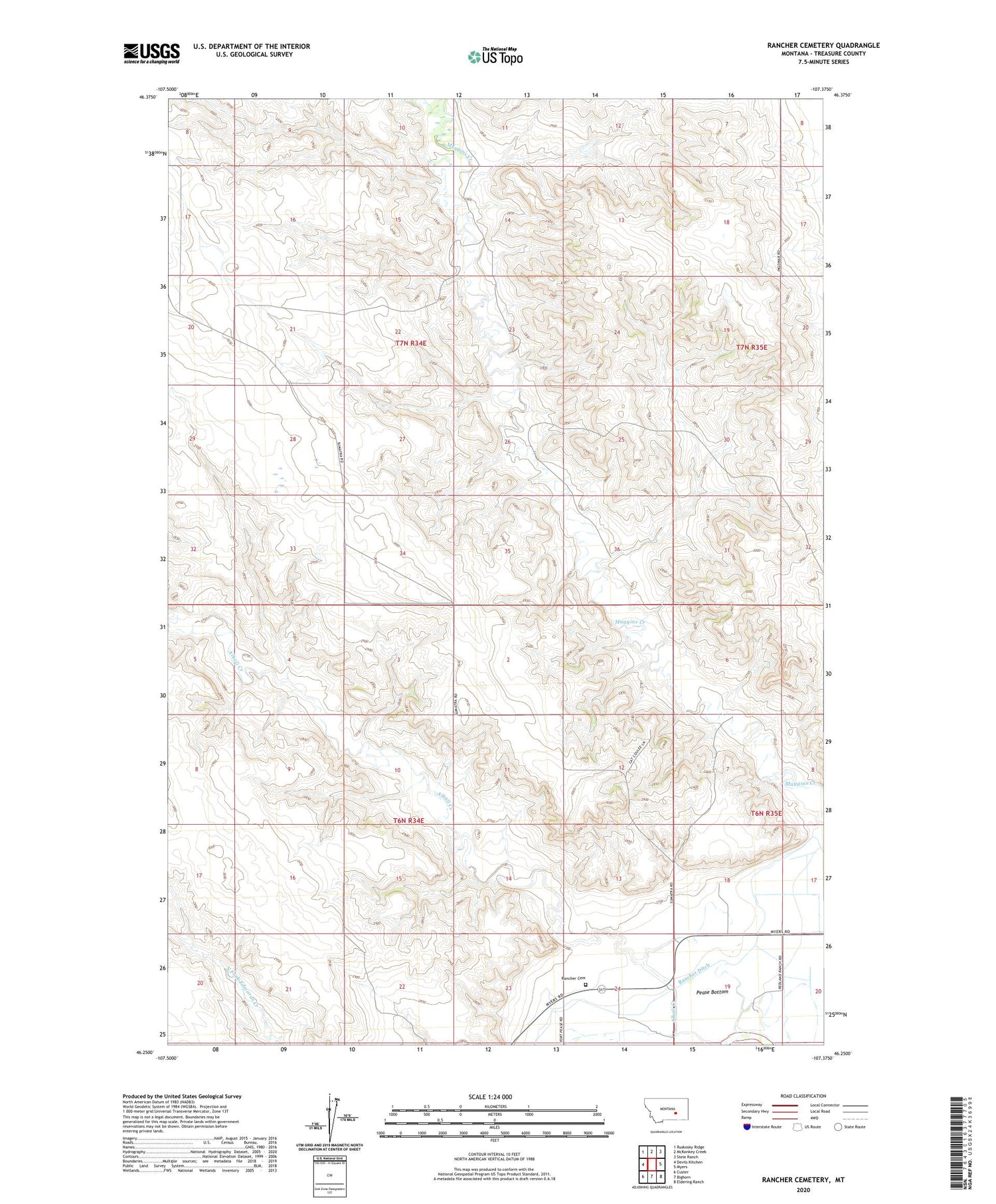 Rancher Cemetery Montana US Topo Map Image