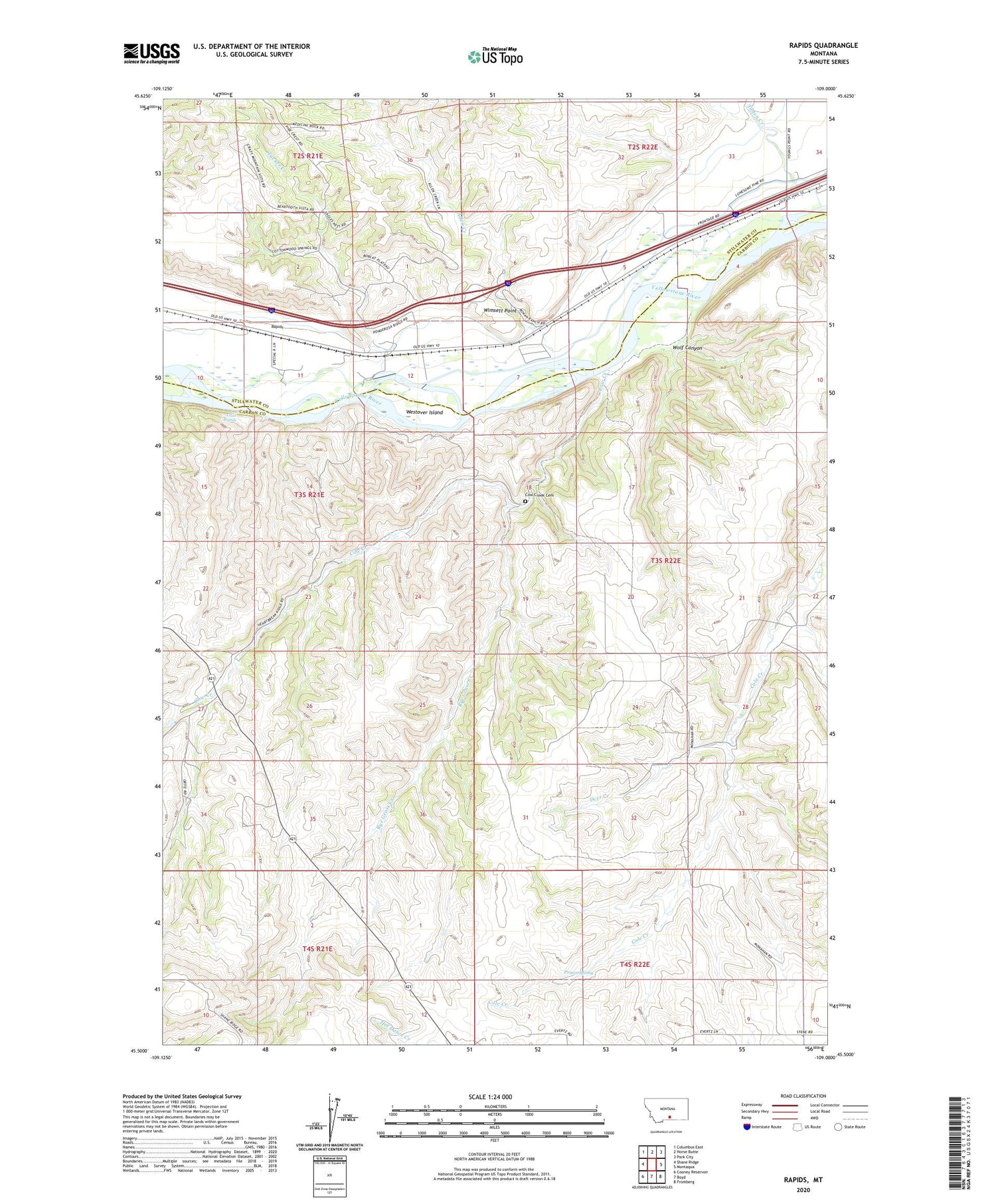 Rapids Montana US Topo Map Image