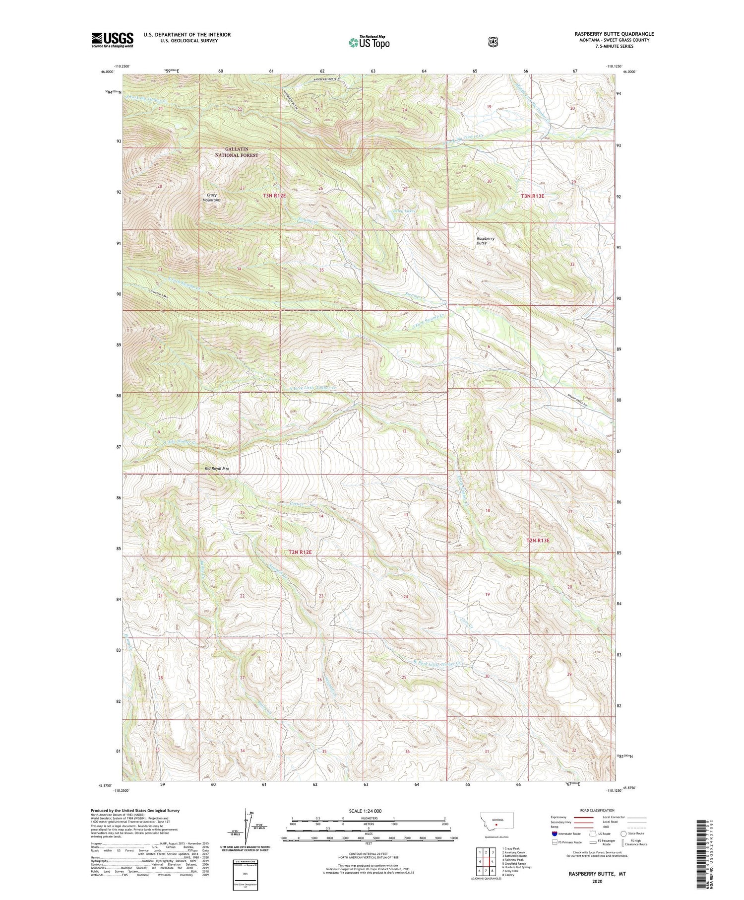 Raspberry Butte Montana US Topo Map Image