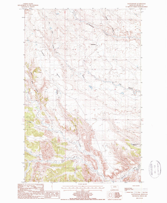 Classic USGS Rattlesnake Montana 7.5'x7.5' Topo Map Image