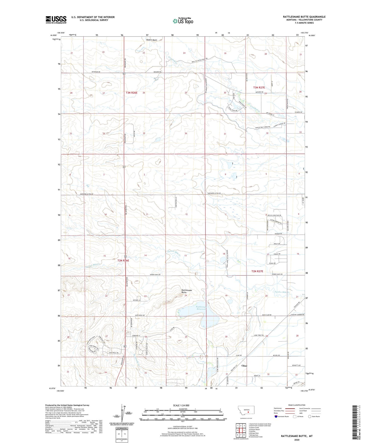 Rattlesnake Butte Montana US Topo Map Image