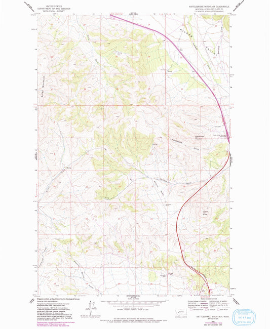 Classic USGS Rattlesnake Mountain Montana 7.5'x7.5' Topo Map Image