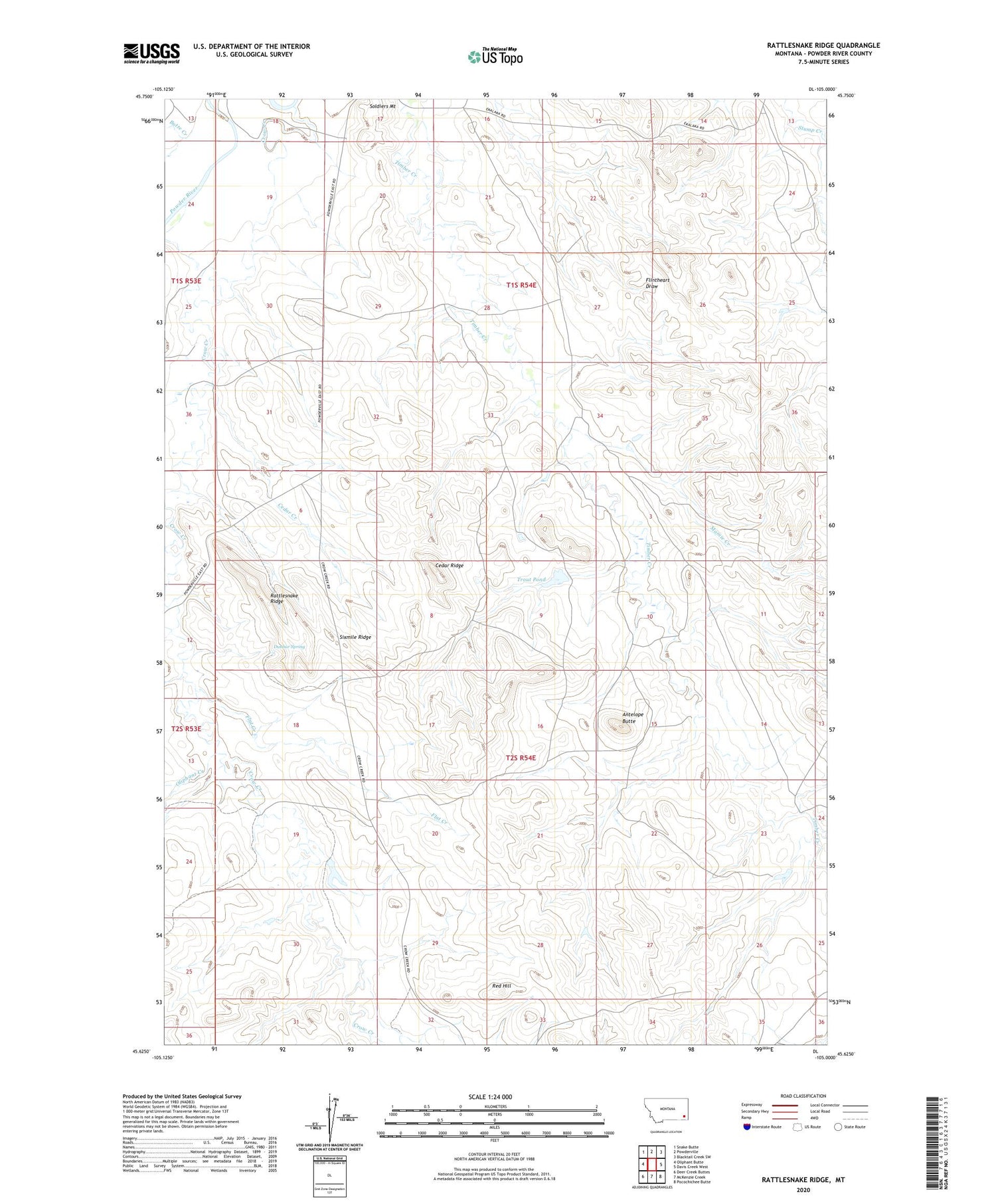 Rattlesnake Ridge Montana US Topo Map Image