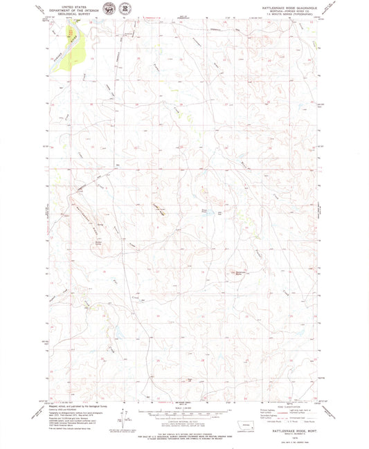 Classic USGS Rattlesnake Ridge Montana 7.5'x7.5' Topo Map Image