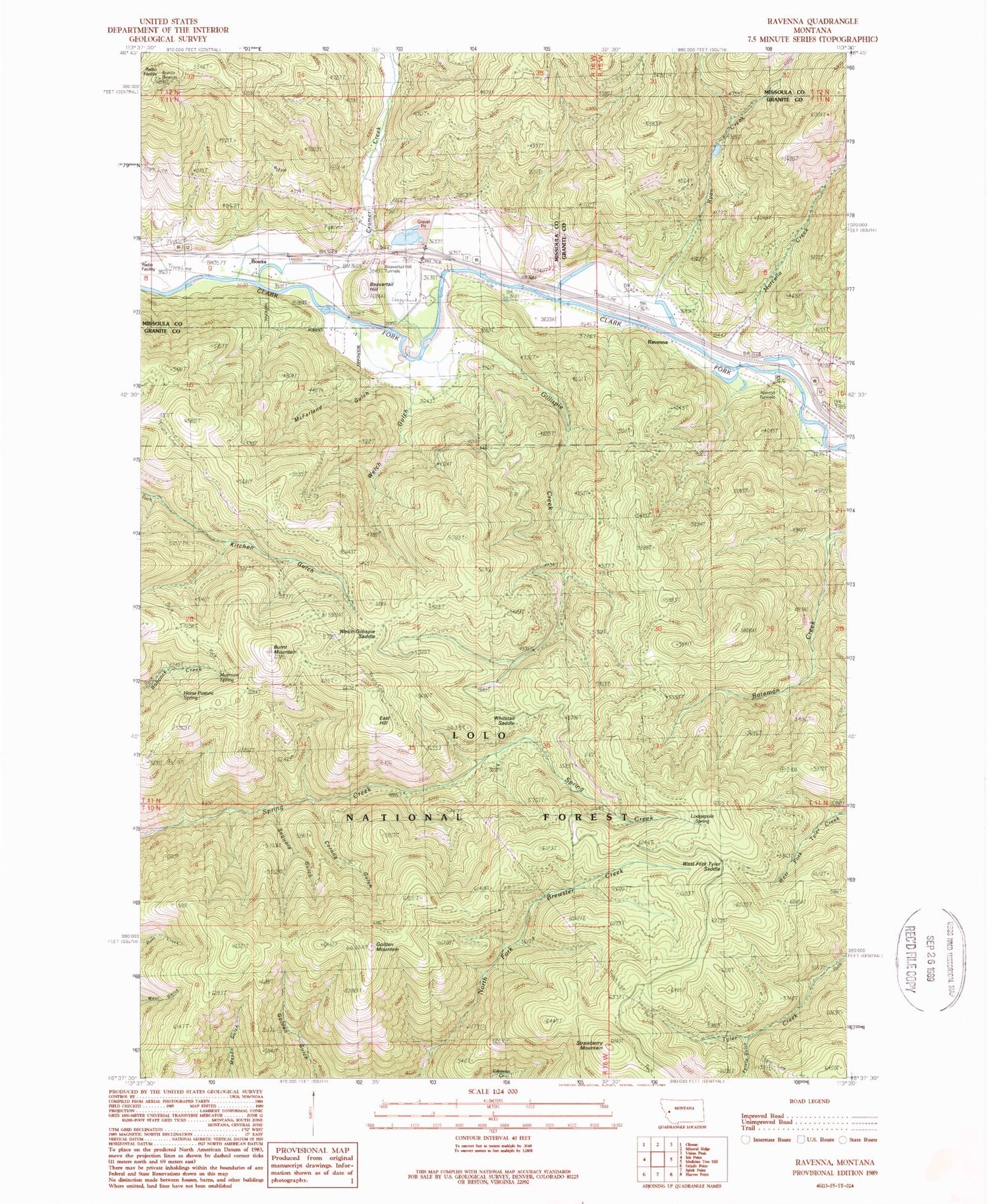 Classic USGS Ravenna Montana 7.5'x7.5' Topo Map Image