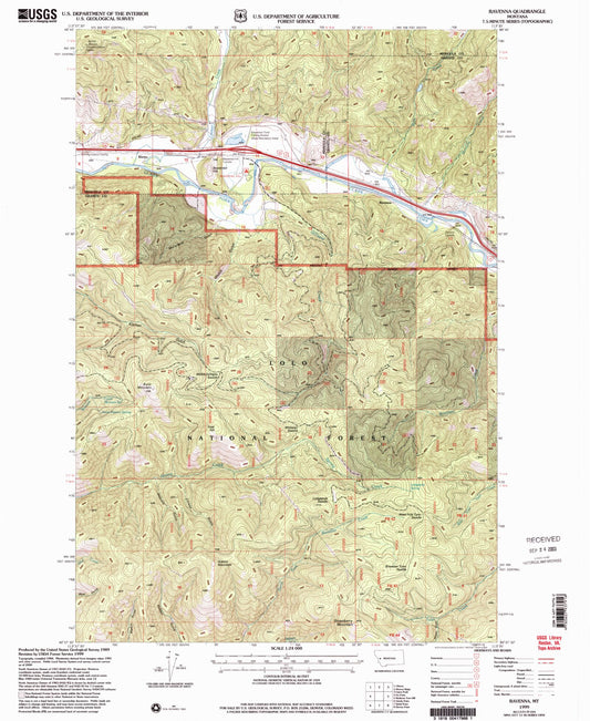 Classic USGS Ravenna Montana 7.5'x7.5' Topo Map Image