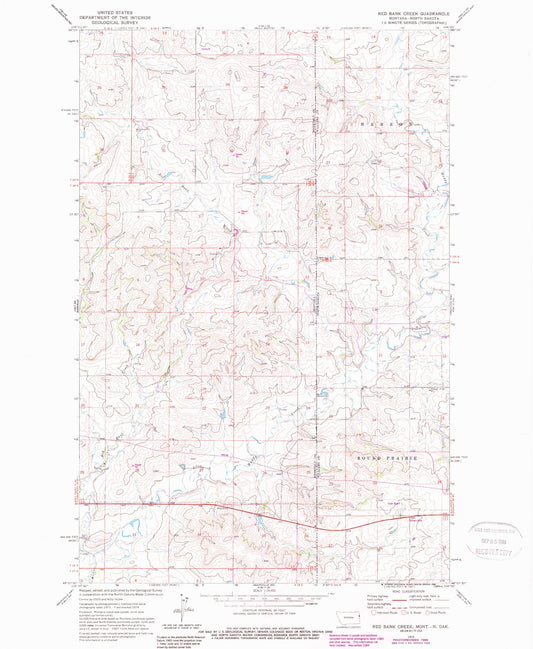 Classic USGS Red Bank Creek Montana 7.5'x7.5' Topo Map Image