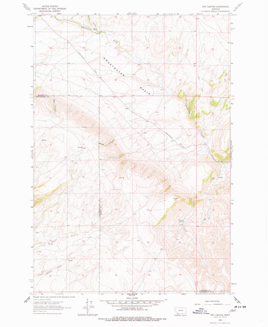 Classic USGS Red Canyon Montana 7.5'x7.5' Topo Map Image