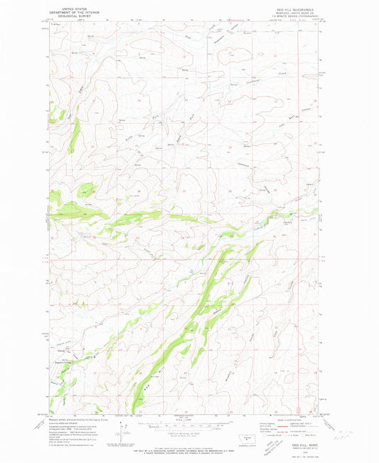 Classic USGS Red Hill Montana 7.5'x7.5' Topo Map Image