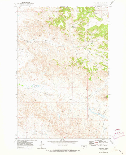 Classic USGS Red Knob Montana 7.5'x7.5' Topo Map Image