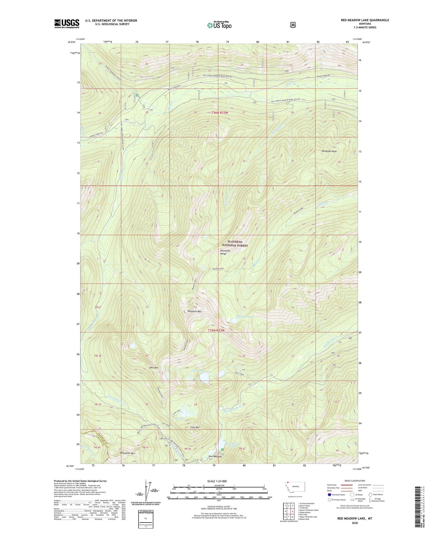 Red Meadow Lake Montana US Topo Map Image