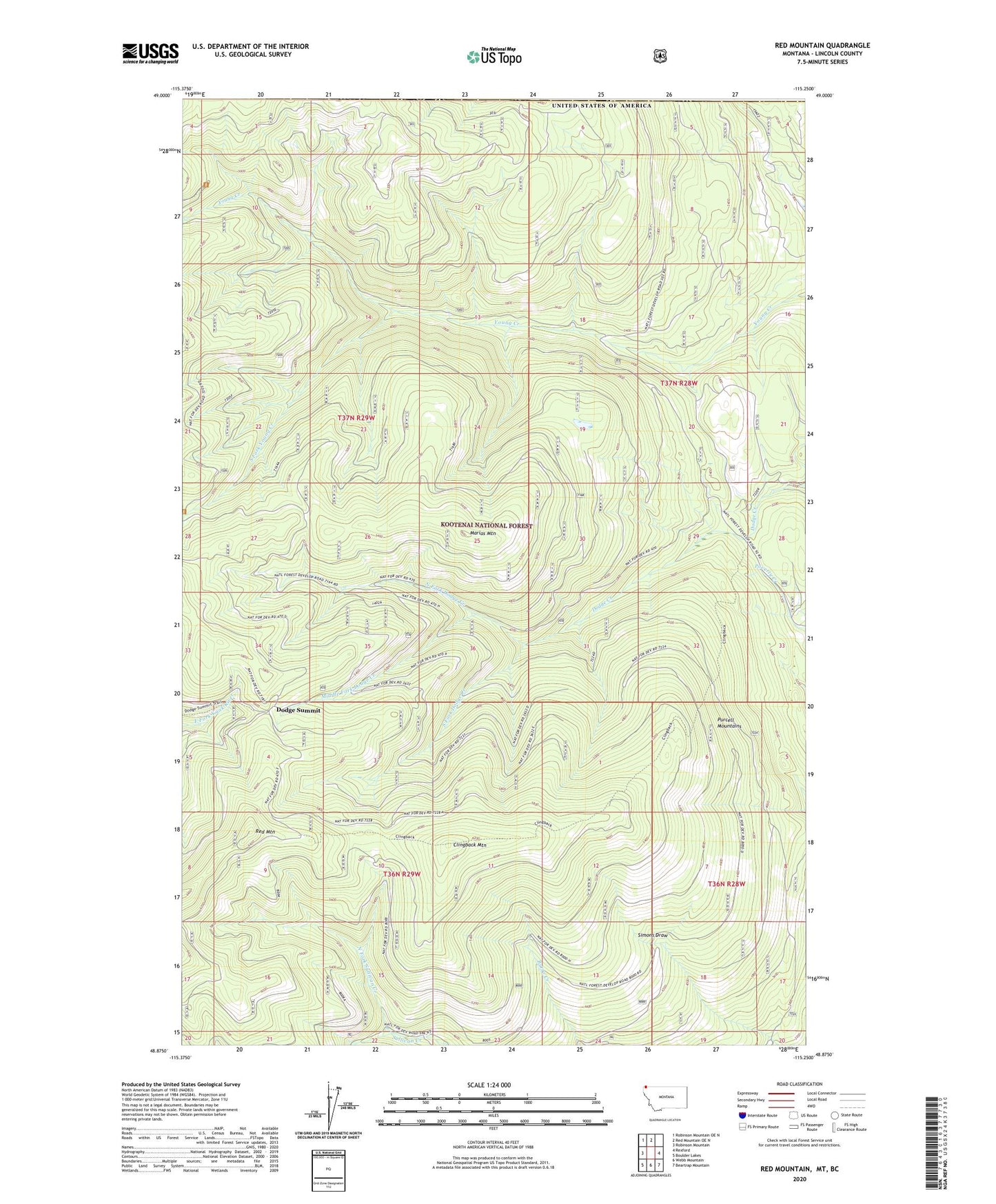 Red Mountain Montana US Topo Map Image