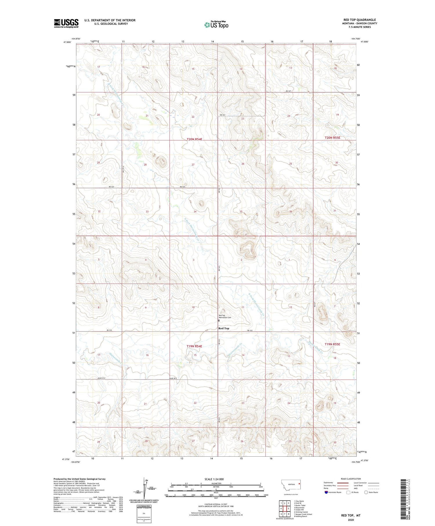 Red Top Montana US Topo Map Image
