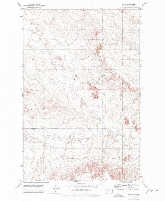 Classic USGS Red Top Montana 7.5'x7.5' Topo Map Image