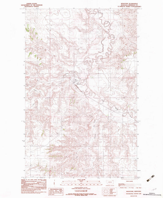 Classic USGS Redstone Montana 7.5'x7.5' Topo Map Image