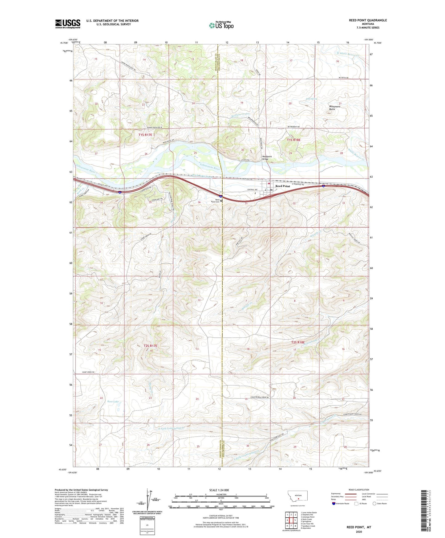 Reed Point Montana US Topo Map Image