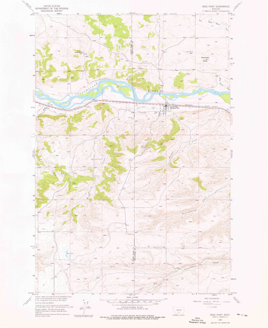 Classic USGS Reed Point Montana 7.5'x7.5' Topo Map Image
