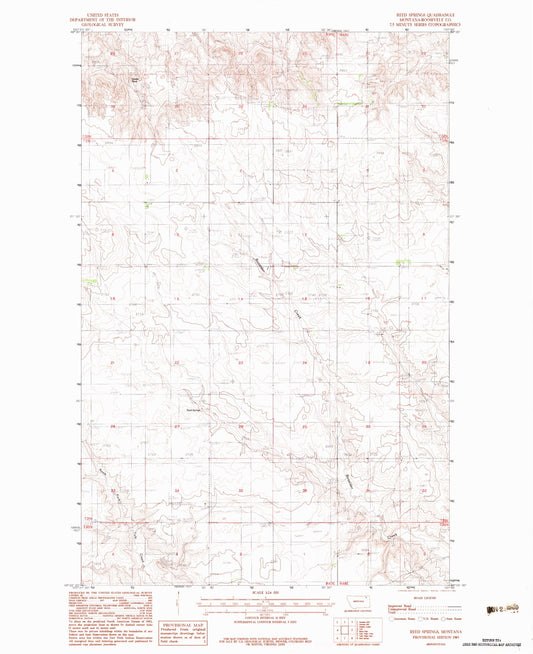 Classic USGS Reed Springs Montana 7.5'x7.5' Topo Map Image