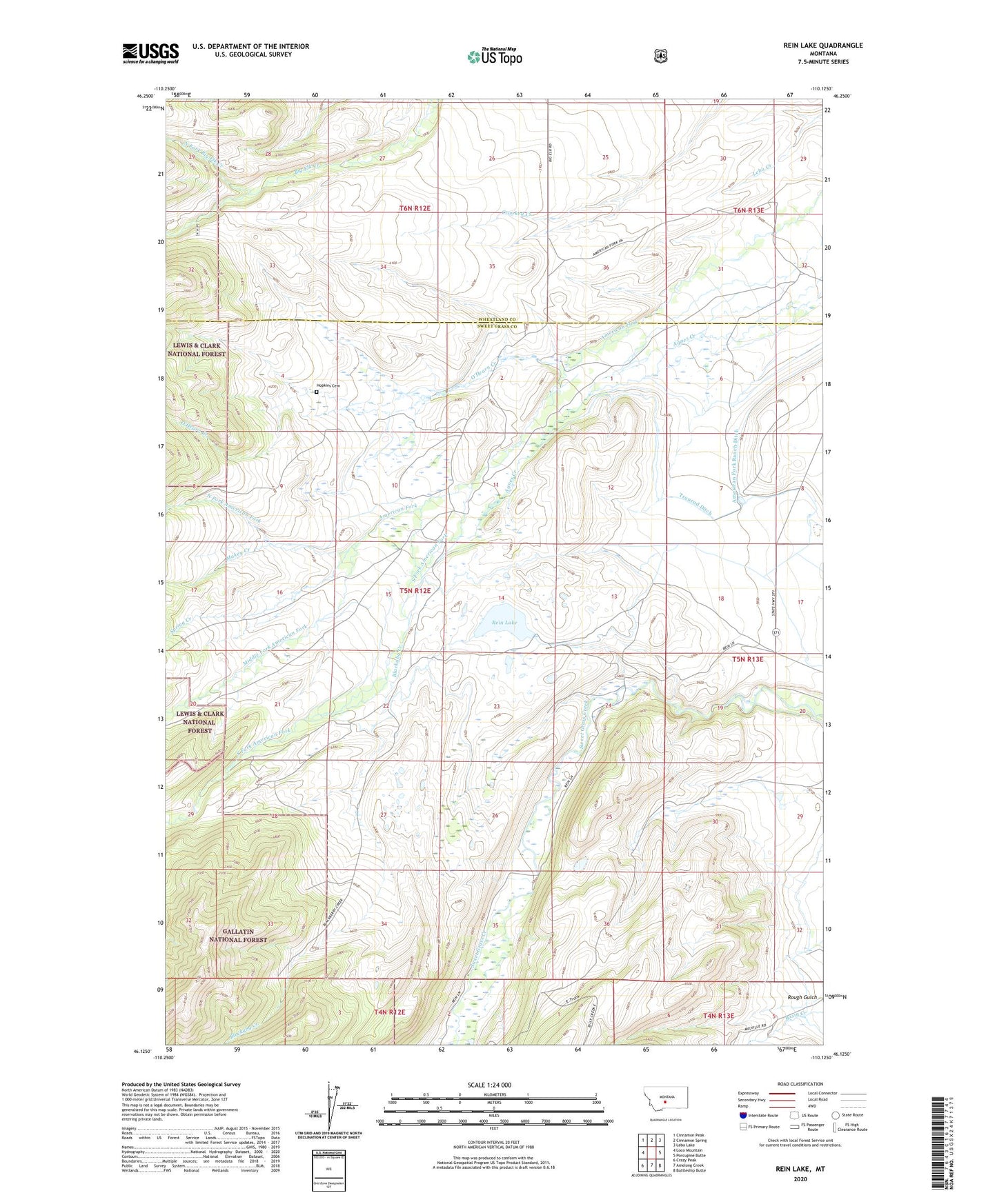 Rein Lake Montana US Topo Map Image