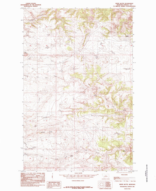 Classic USGS Reppe Butte Montana 7.5'x7.5' Topo Map Image