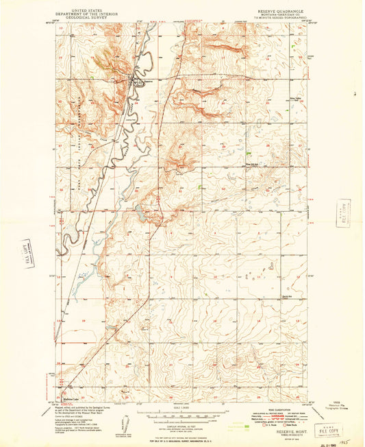 Classic USGS Reserve Montana 7.5'x7.5' Topo Map Image