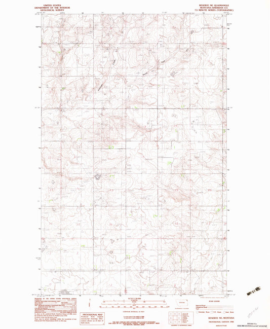 Classic USGS Reserve NE Montana 7.5'x7.5' Topo Map Image