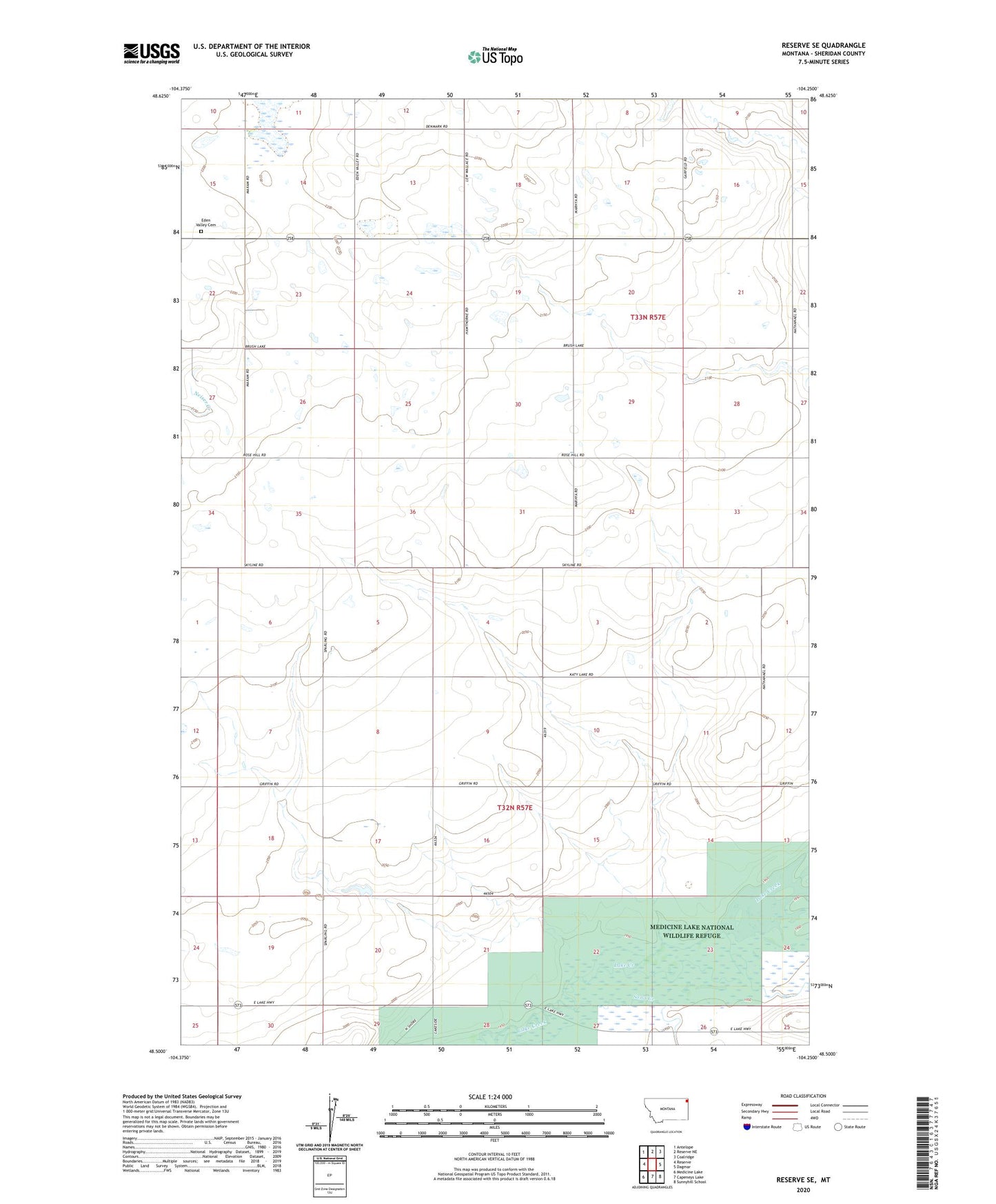 Reserve SE Montana US Topo Map Image
