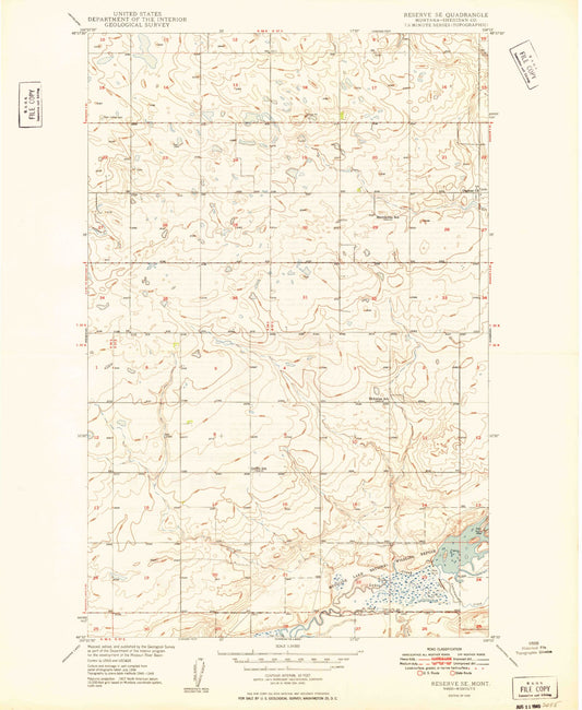 Classic USGS Reserve SE Montana 7.5'x7.5' Topo Map Image