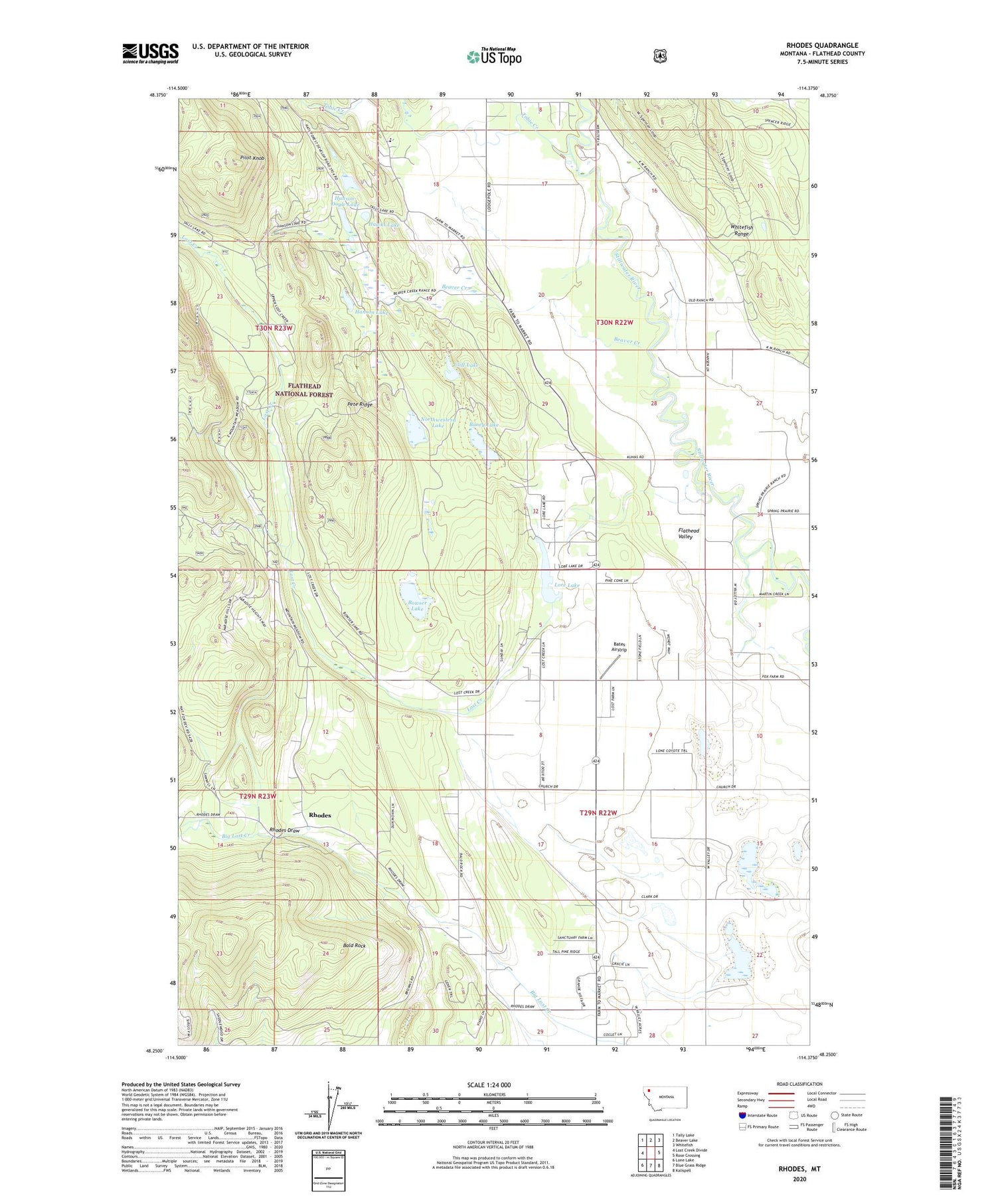 Rhodes Montana US Topo Map Image