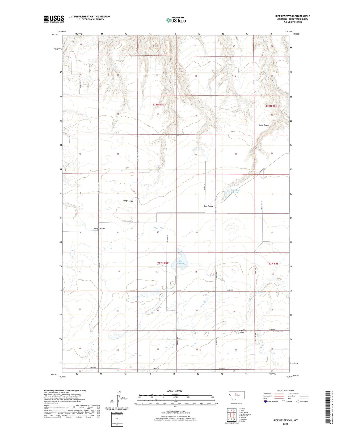 Rice Reservoir Montana US Topo Map Image