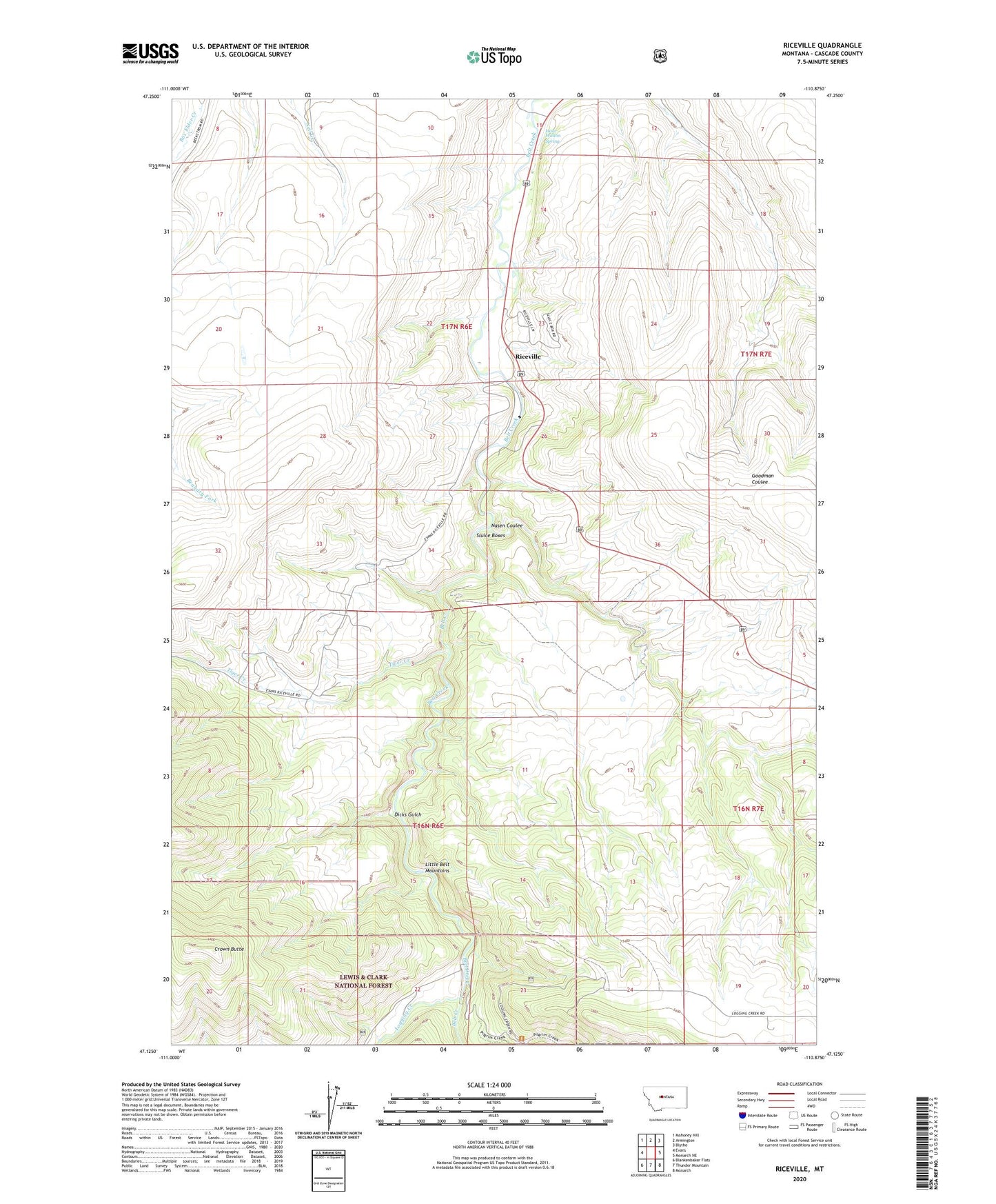 Riceville Montana US Topo Map Image